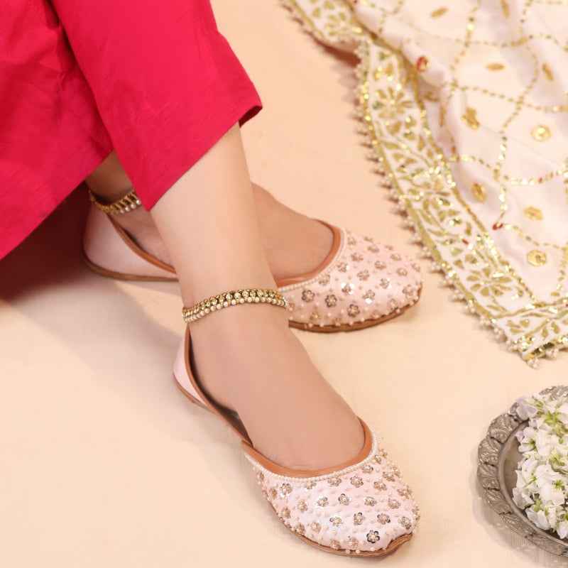 JootiShooti - Petal Pearl Blush Khussa For Women