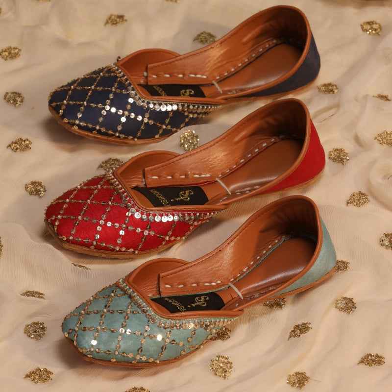 JootiShooti - Shimmer Jaal Rani Red Khussa For Women