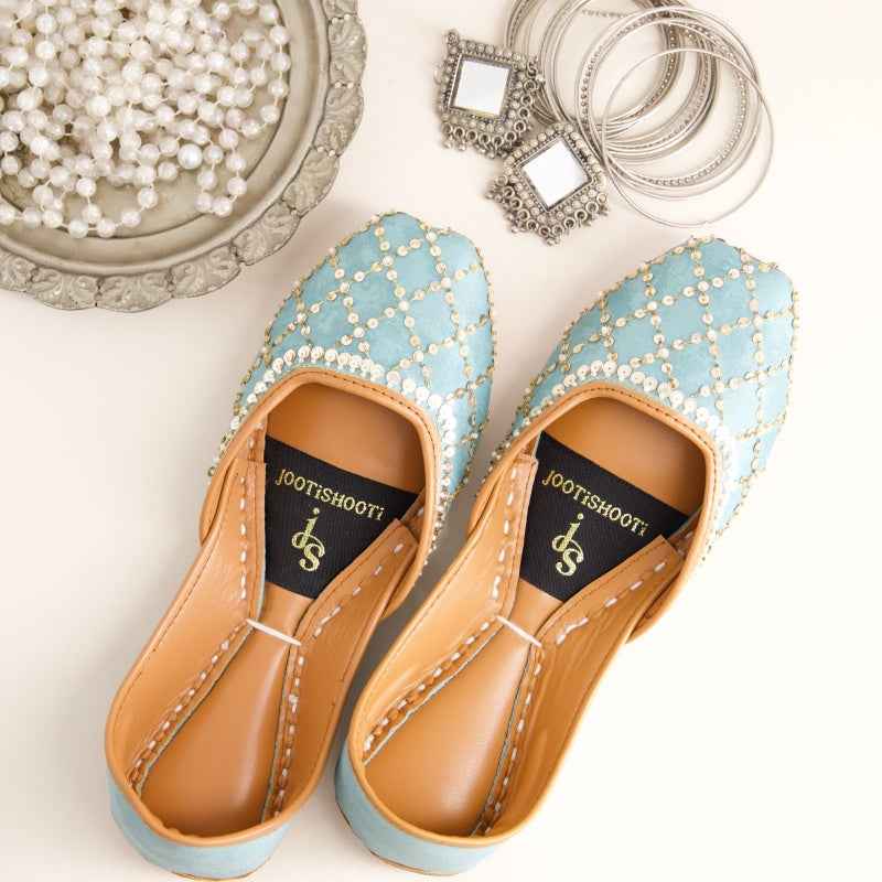 JootiShooti - Shimmer Jaal Sea Mist Khussa For Women