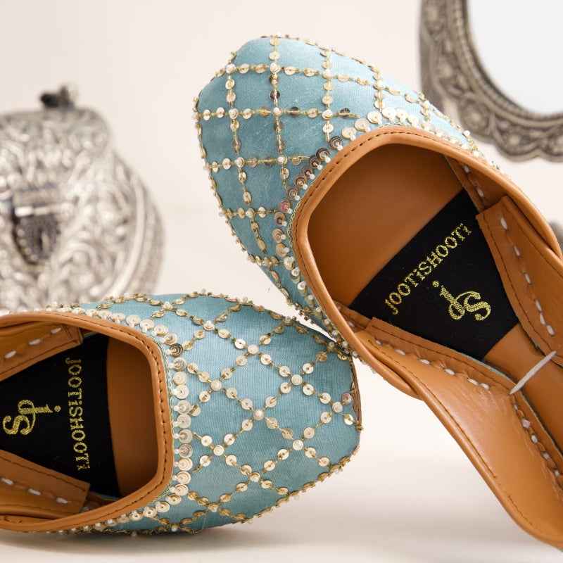 JootiShooti - Shimmer Jaal Sea Mist Khussa For Women