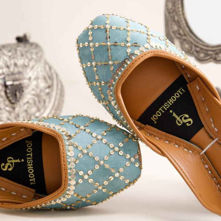 JootiShooti - Shimmer Jaal Sea Mist Khussa For Women