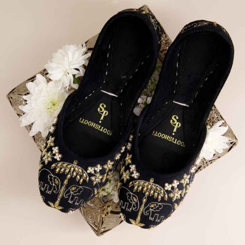 JootiShooti - Minty Magic (Black) Khussa For Women