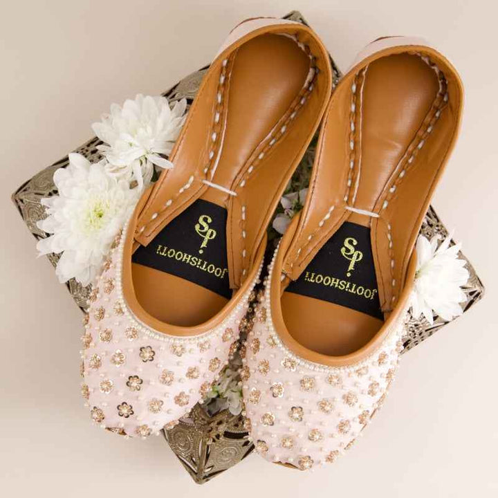 JootiShooti - Petal Pearl Blush Khussa For Women
