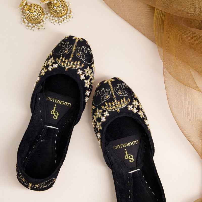 JootiShooti - Minty Magic (Black) Khussa For Women