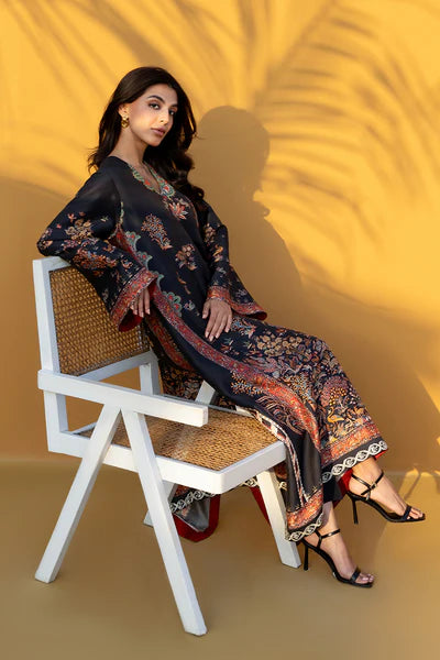 Sania Maskatiya - Jou (A) Raw Silk Suit For Women - Ebony - 2 Piece