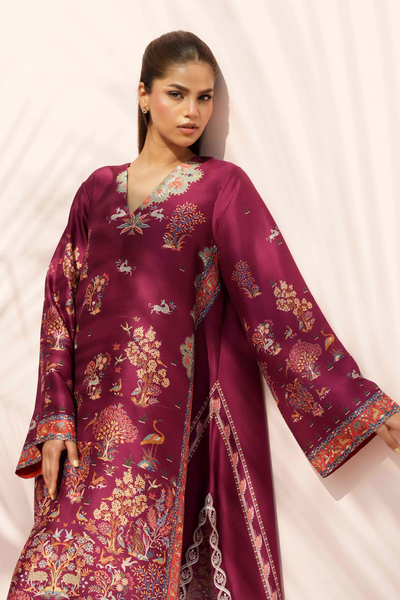 Sania Maskatiya - Jou (B) Raw Silk Suit For Women - Plum - 2 Piece