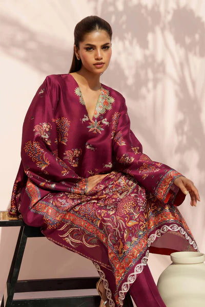 Sania Maskatiya - Jou (B) Raw Silk Suit For Women - Plum - 2 Piece