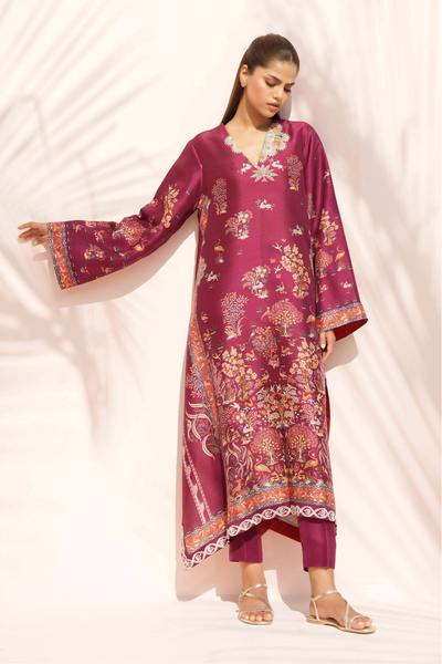Sania Maskatiya - Jou (B) Raw Silk Suit For Women - Plum - 2 Piece