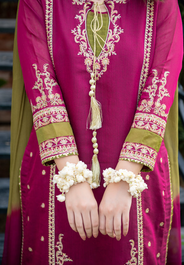 Omal by Komal - MEENA Pink - Paper Cotton & Chiffon - 3 Piece