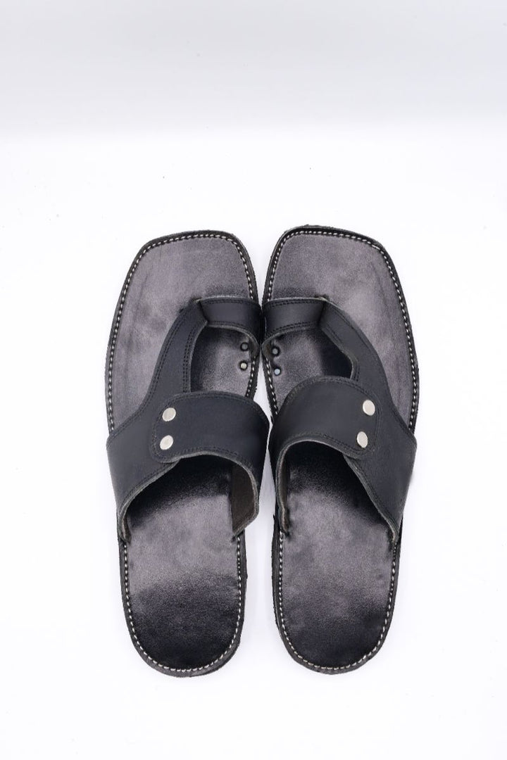 Alifyay - Kolapuri Black Leather Slippers