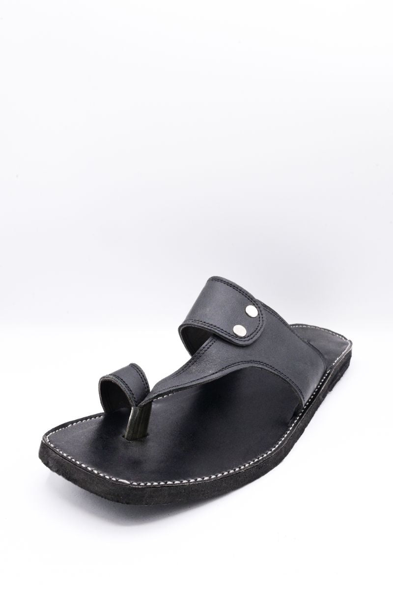 Alifyay - Kolapuri Black Leather Slippers