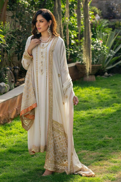 Khayal BY SHAISTA HASSAN - Off-White and rust - Pure chiffon - 3 Piece - Studio by TCS