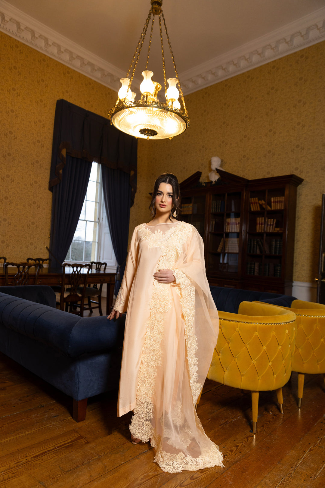 Kaanchi London - Laibah Raw Silk Suit For Women - Peach - 3 Piece