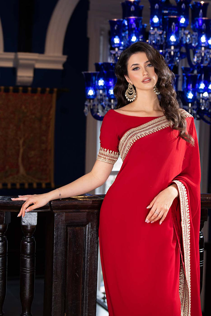 Kaanchi London - Lal Rukh Georgette Saree For Women - Red - 2 Piece