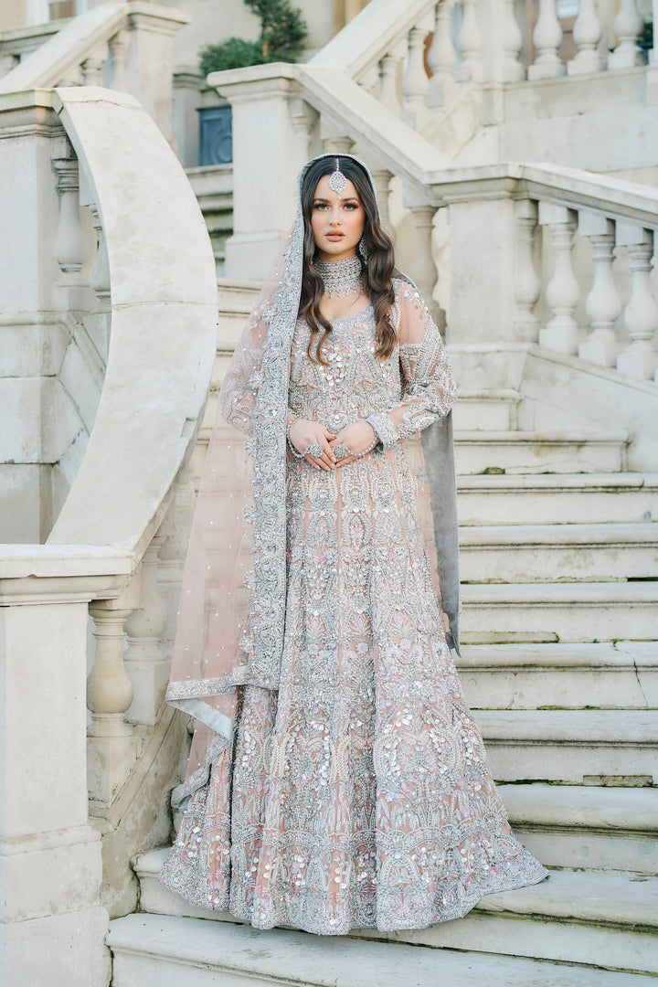 Kaanchi London - Mah e Rukh Organza Pishwas For Women - Silver - 3 Piece