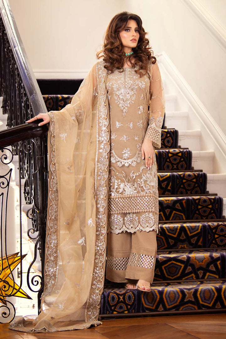 Kaanchi London - Maham Organza Suit For Women - Beige - 3 Piece