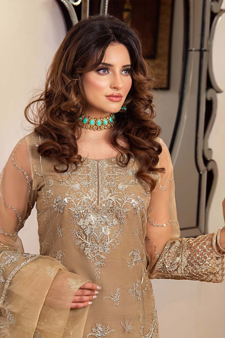 Kaanchi London - Maham Organza Suit For Women - Beige - 3 Piece