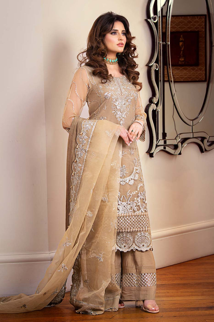 Kaanchi London - Maham Organza Suit For Women - Beige - 3 Piece