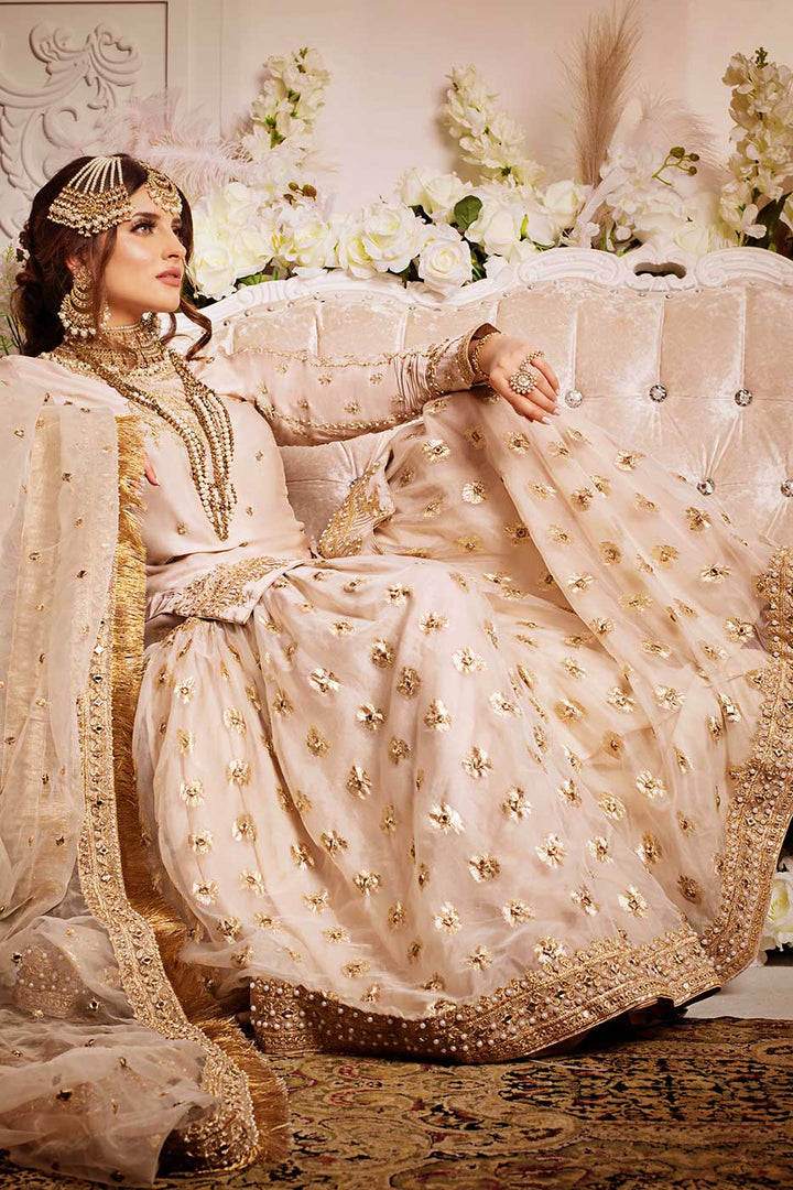 Kaanchi London - Malika Charmeuse Silk Gharara For Women - Golden - 3 Piece