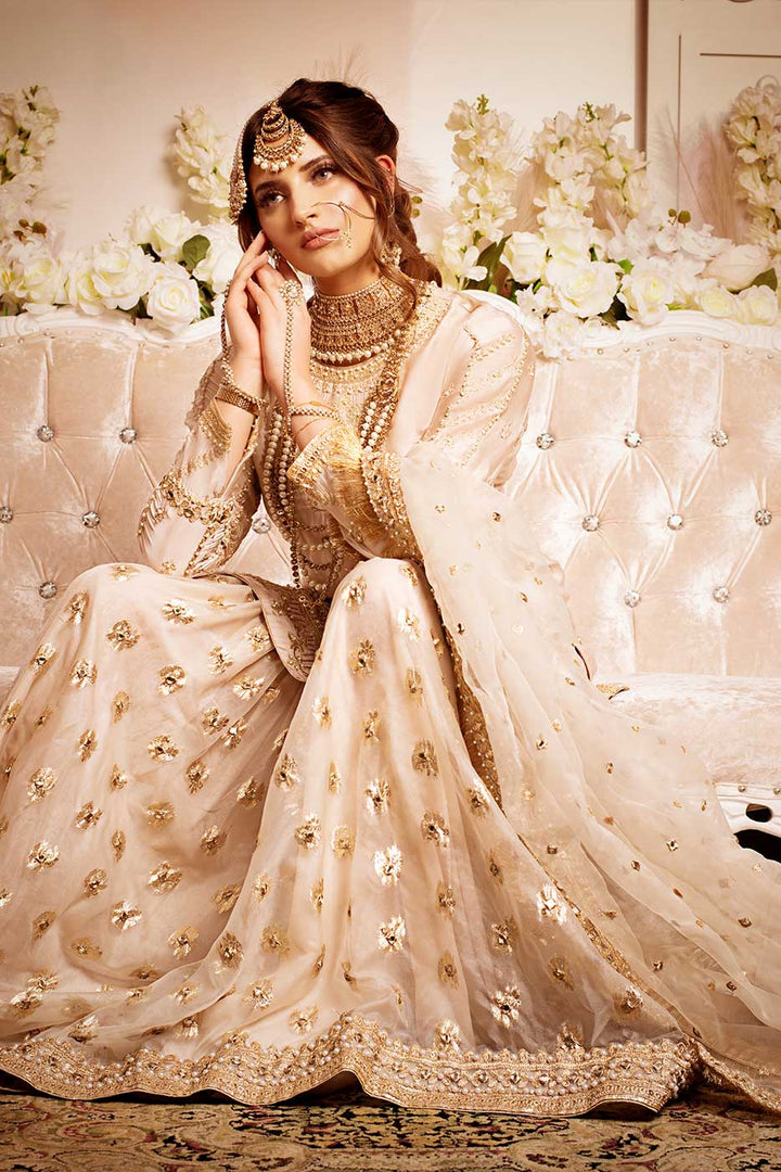 Kaanchi London - Malika Charmeuse Silk Gharara For Women - Golden - 3 Piece