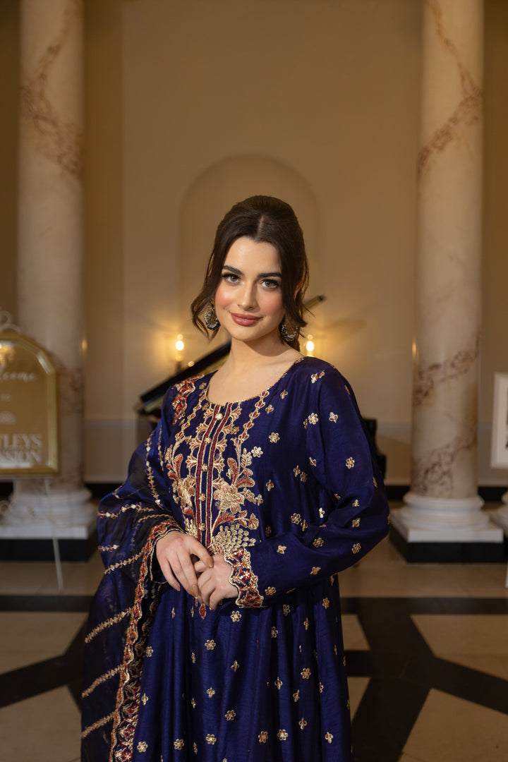 Kaanchi London - Neeli Organza Pishwas For Women - Blue - 2 Piece