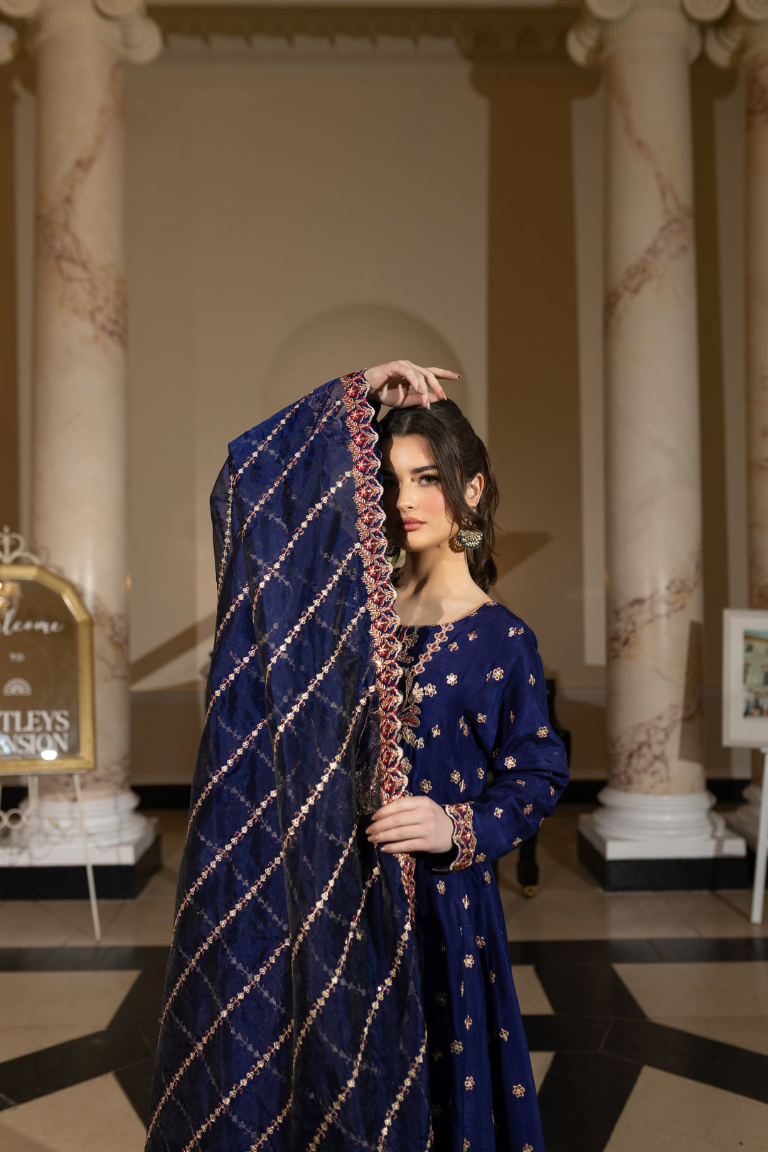 Kaanchi London - Neeli Organza Pishwas For Women - Blue - 2 Piece
