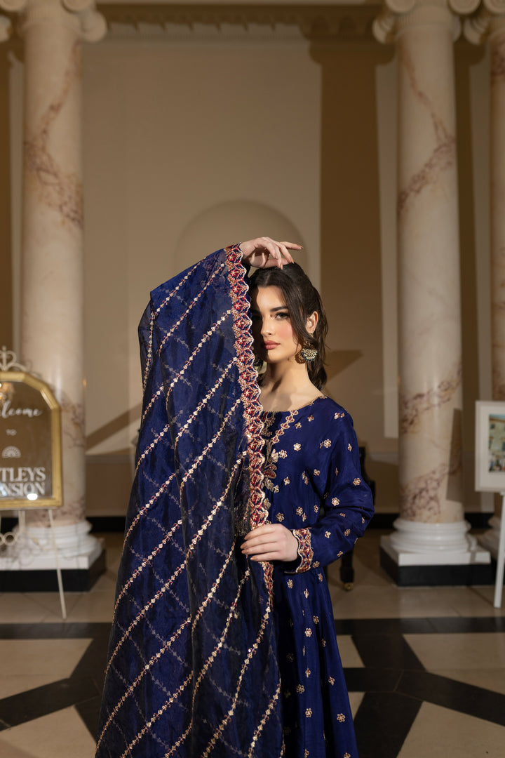 Kaanchi London - Neeli Organza Pishwas For Women - Blue - 2 Piece