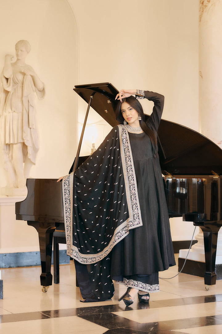 Kaanchi London - Zaria Organza Suit For Women - Black - 3 Piece