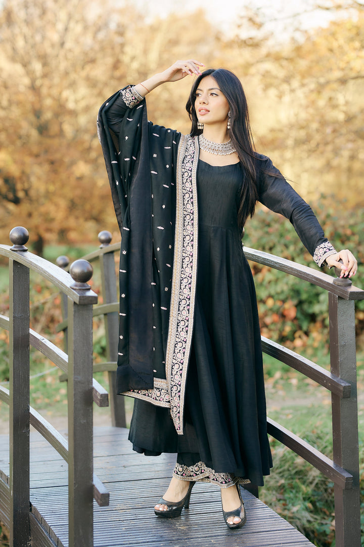 Kaanchi London - Zaria Organza Suit For Women - Black - 3 Piece