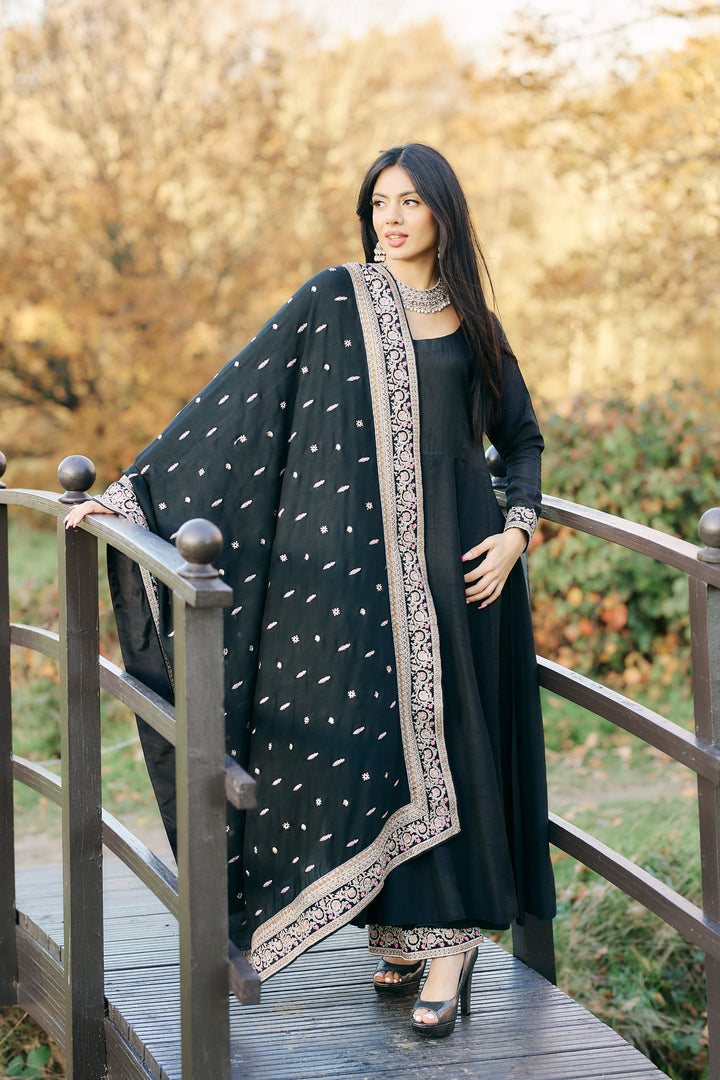 Kaanchi London - Zaria Organza Suit For Women - Black - 3 Piece
