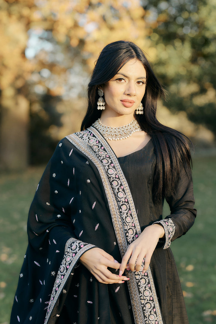 Kaanchi London - Zaria Organza Suit For Women - Black - 3 Piece