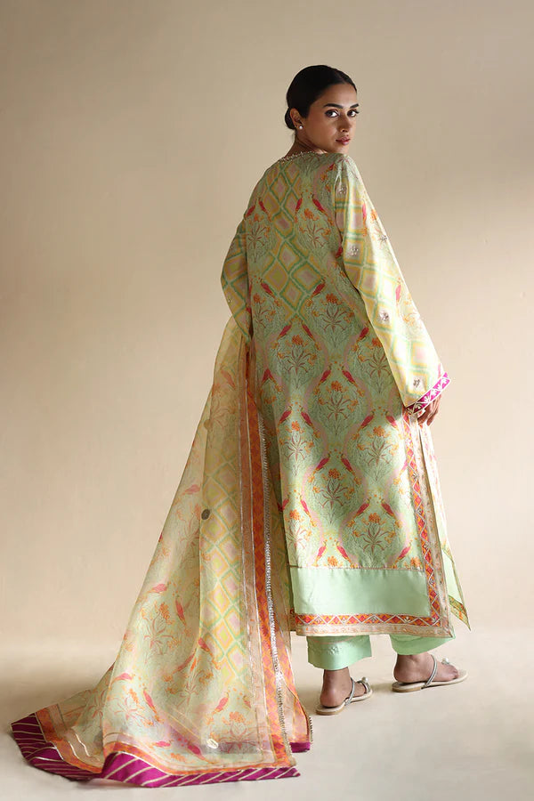Sania Maskatiya - Kael - Khaddi Silk / Raw Silk / Organza - Mint - 3 Piece