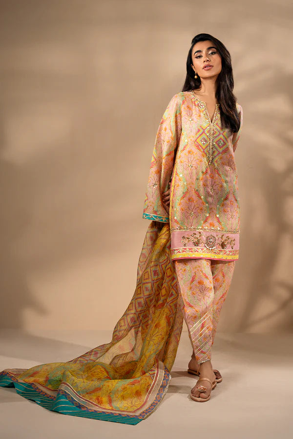 Sania Maskatiya - Kael Blush - Khaddi Silk / Khaadi Silk / Organza - Blush Pink - 3 Piece