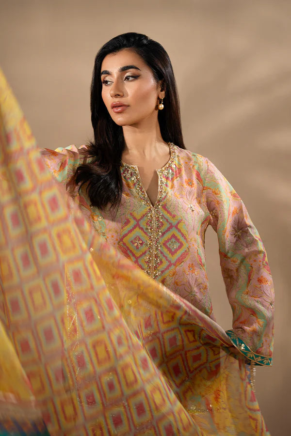 Sania Maskatiya - Kael Blush - Khaddi Silk / Khaadi Silk / Organza - Blush Pink - 3 Piece