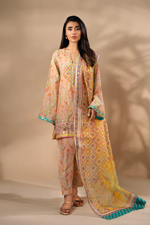 Sania Maskatiya - Kael Blush - Khaddi Silk / Khaadi Silk / Organza - Blush Pink - 3 Piece