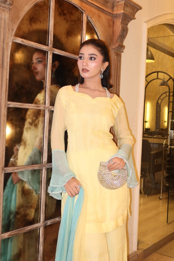 Leon Kajol Set 3 Piece Suit Yellow