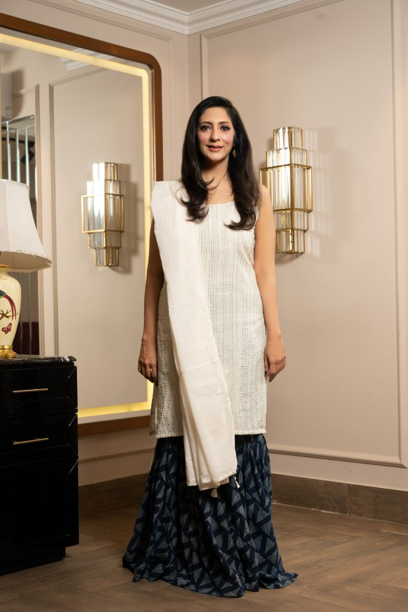 Khanz - Block Printed Gharara - Lawn - 3 Piece