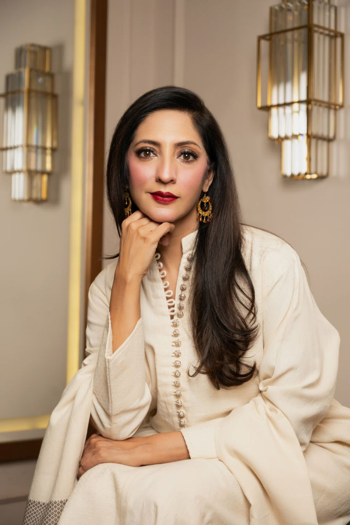 Khanz - Off-white Khaadi Kurta - Khaddar - 3 Piece