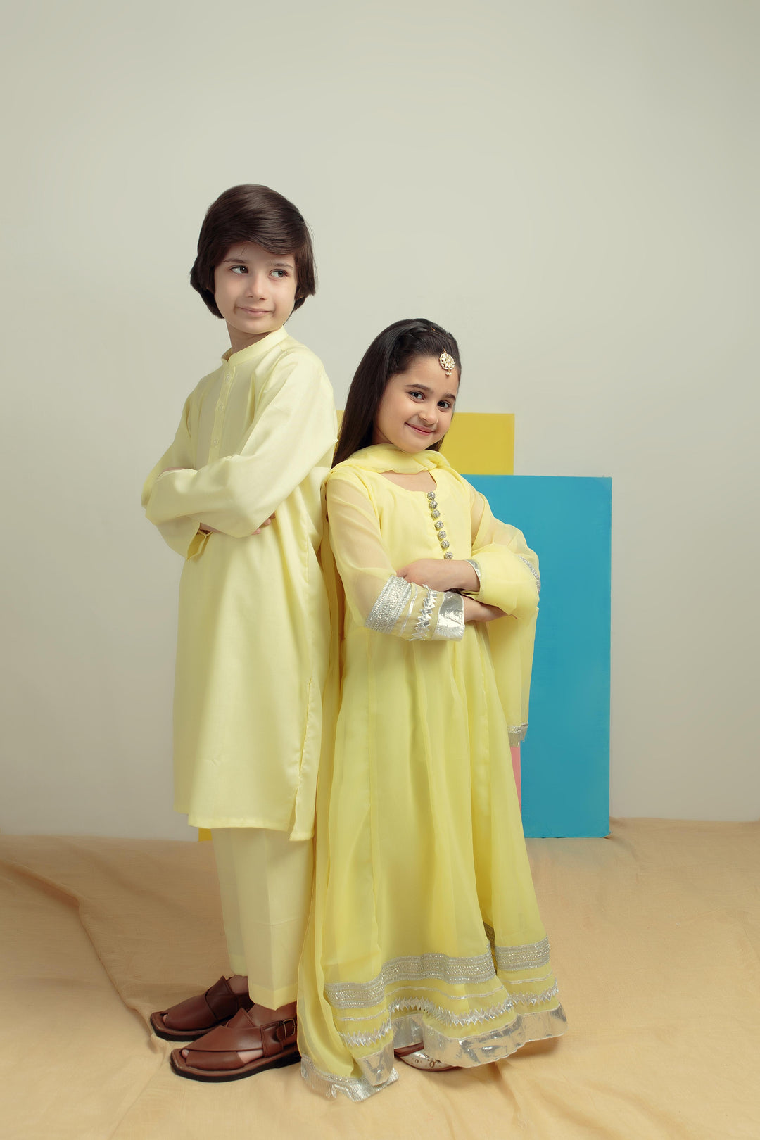 Kidoz Kloset - Silver Lime Chiffon Frock For Girl