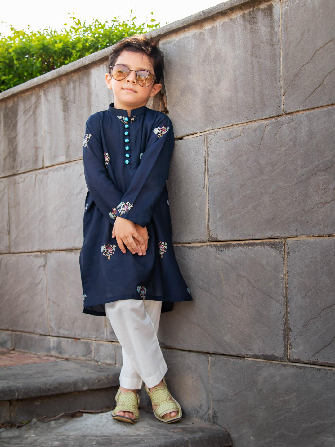 Kidoz Kloset - Stary Night Block Print Kurta-Pajama For Boy