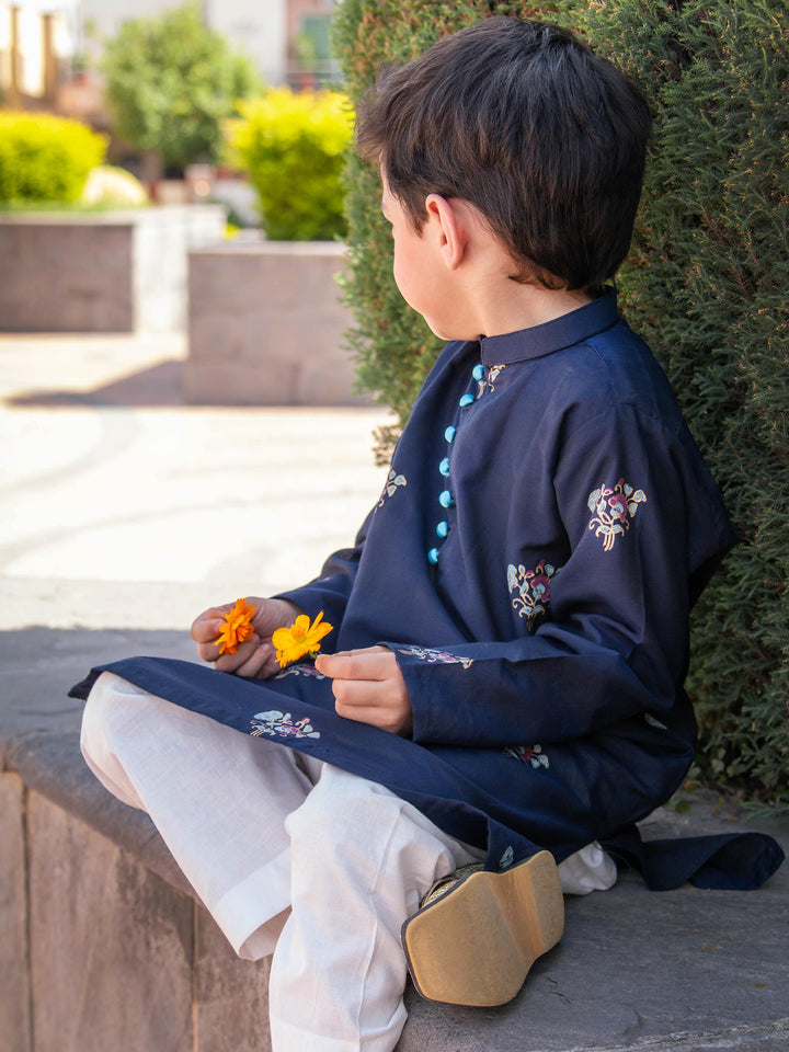 Kidoz Kloset - Stary Night Block Print Kurta-Pajama For Boy