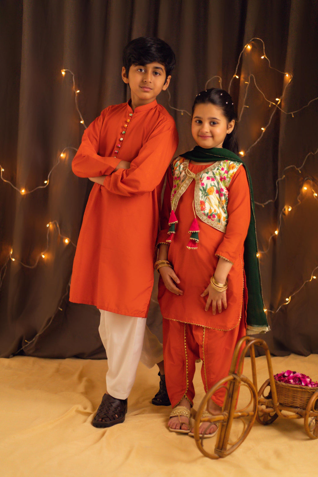 Kidoz Kloset - Tangy Orange Kurta Pajama For Boy
