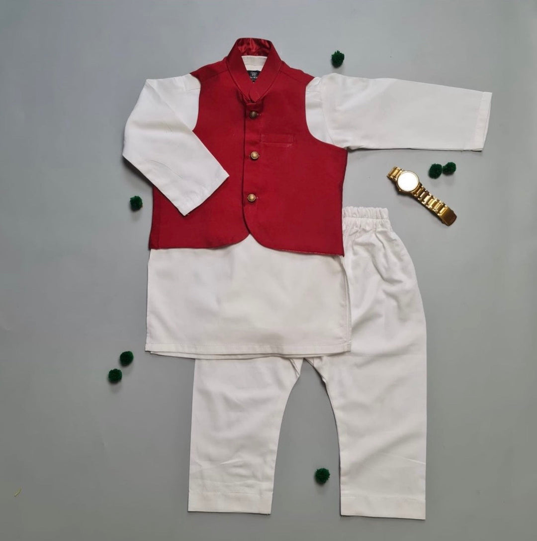 Kidoz Kloset - White Cherry Berry Waistcoat Only For Boy