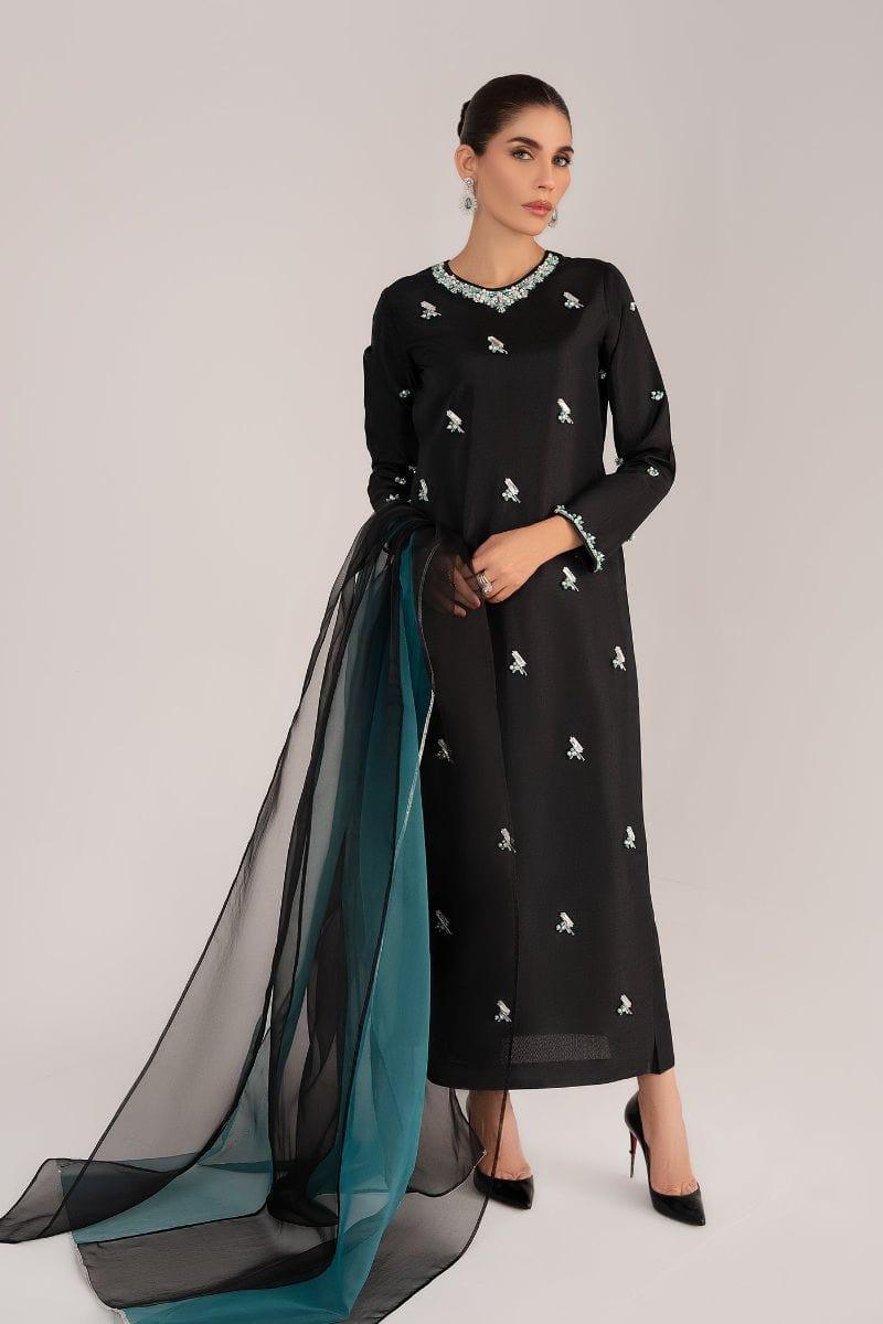 Kinza Hashmi in Allure by Ih - MIA Silk Suit For Women - Black - 3 Piece