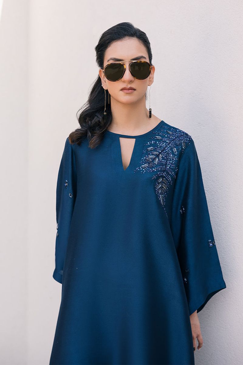 Deepak Perwani - Kut327 - Shisha Silk - Blue - 2 Piece