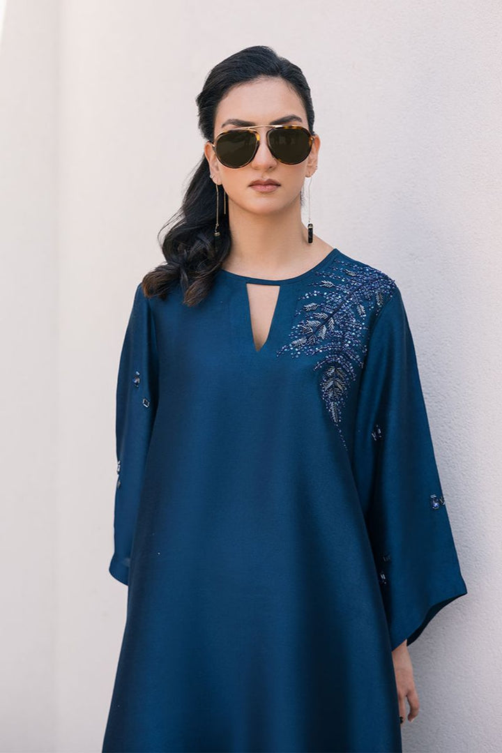 Deepak Perwani - Kut327 - Shisha Silk - Blue - 2 Piece