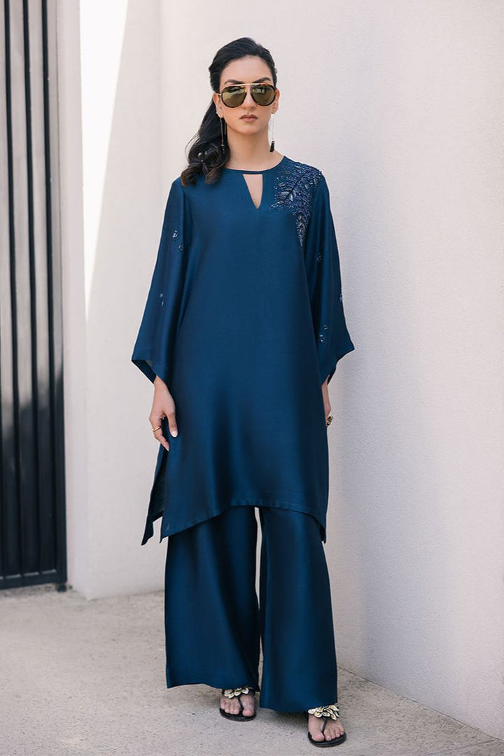 Deepak Perwani - Kut327 - Shisha Silk - Blue - 2 Piece