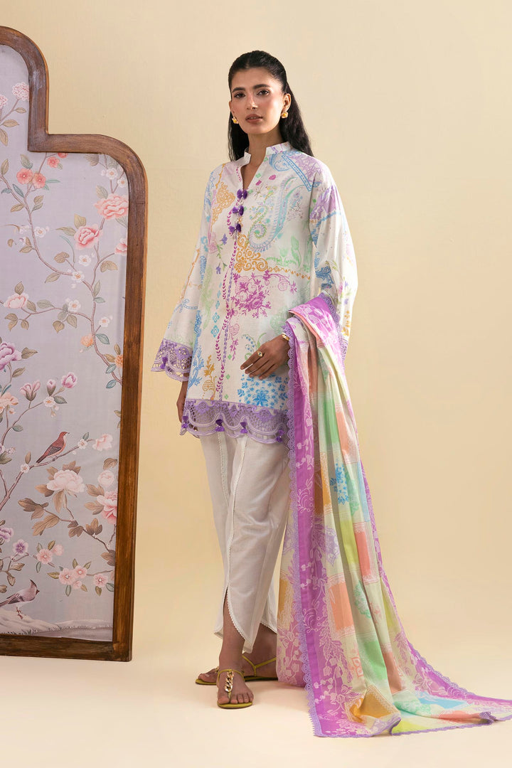 Sana Safinaz Embroidered 3 Piece Lawn Suit Unstitched White
