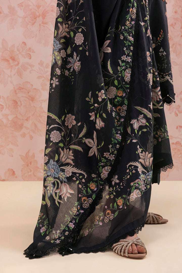 Sana Safinaz Embroidered 3 Piece Lawn Suit Unstitched Black