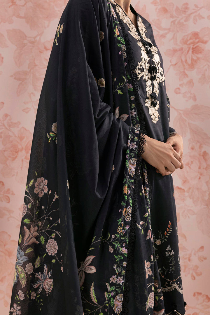Sana Safinaz Embroidered 3 Piece Lawn Suit Unstitched Black